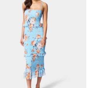 SMOCKED BLUE FLORAL BEBE DRESS